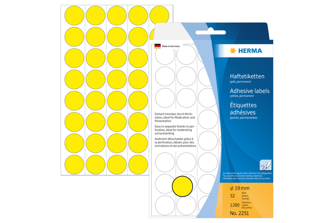 Markierungspunkte Herma 19 mm gelb, Art.-Nr. 2251E - Paterno Shop
