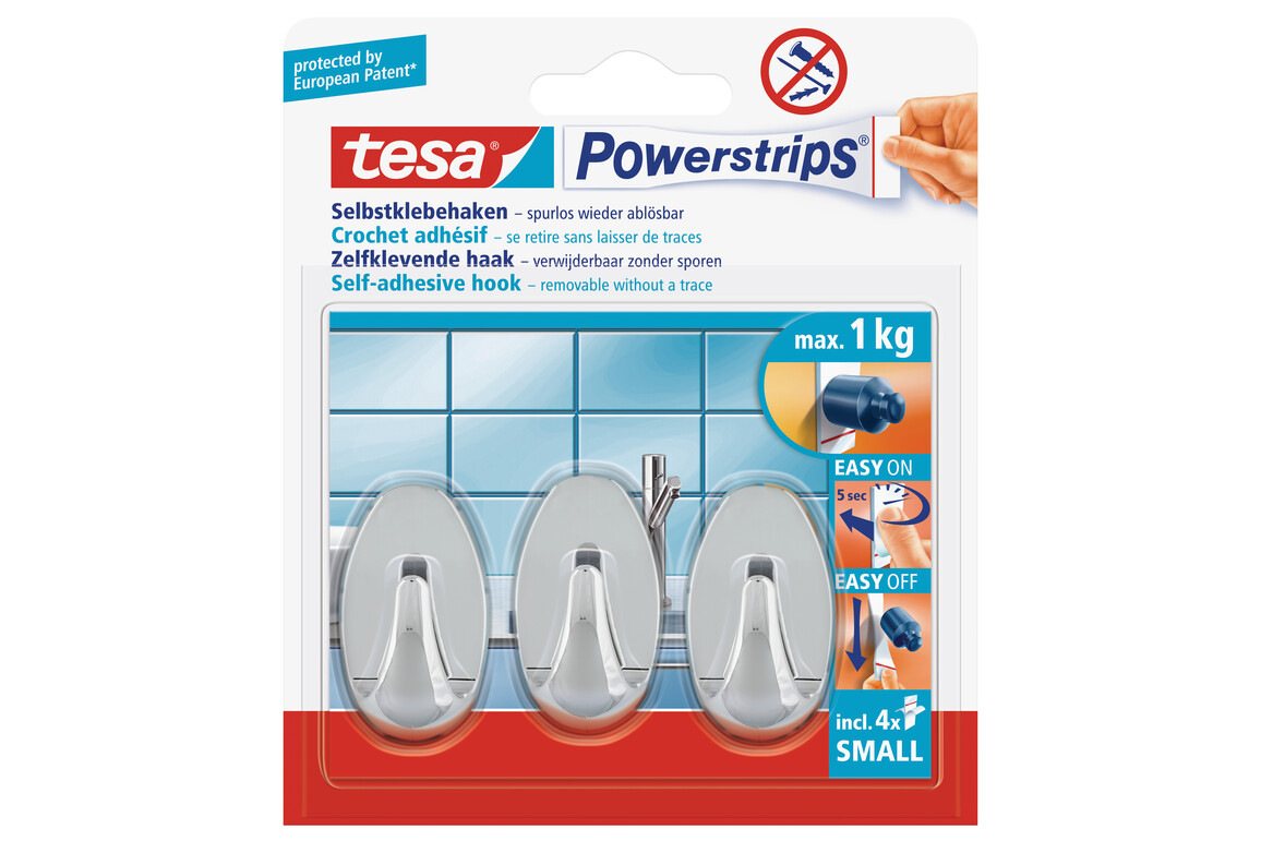 Powerstrips Tesa Haken Small chrom, Art.-Nr. 57543-2 - Paterno B2B-Shop