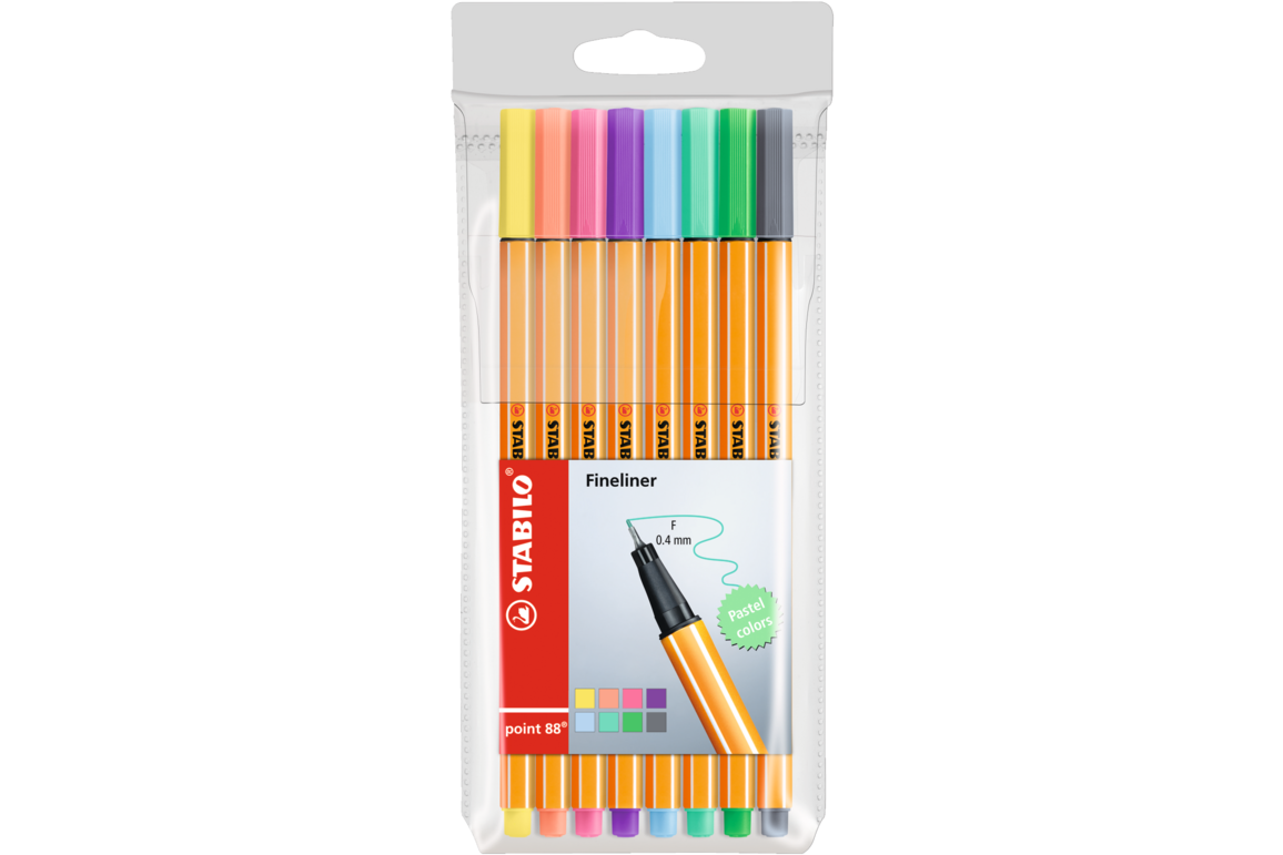 Fineliner Stabilo Point 88 Pastel 8-er Etui, Art.-Nr. 88-8-01 - Paterno Shop