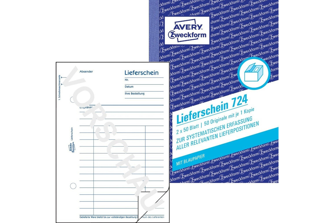 Lieferschein DIN A6 hoch 2x50, Art.-Nr. 0724ZWF - Paterno Shop