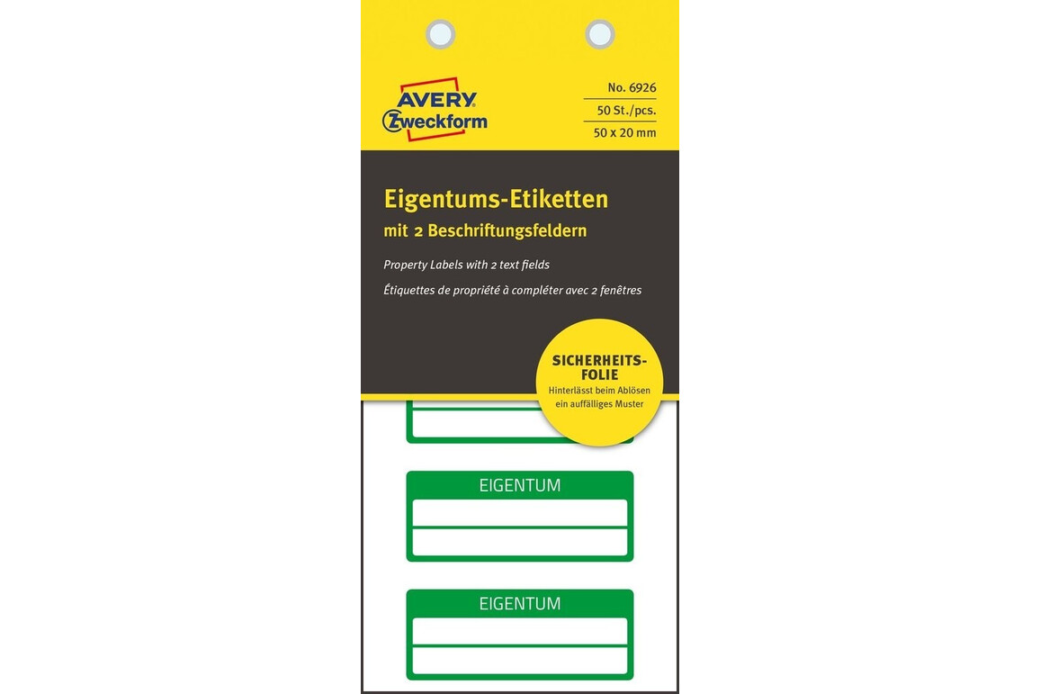 Eigentums-Etiketten ZWF VOID 50 x 20 mm, grau, Art.-Nr. 6926ZWF - Paterno Shop