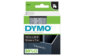 Beschriftungsband Dymo 12mmx7m weiss farblos, Art.-Nr. 00450-WSTR - Paterno Shop