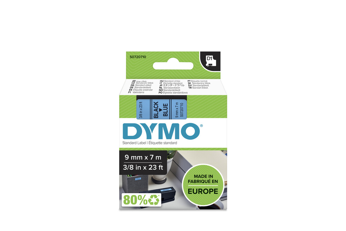 Beschriftungsband Dymo 9mmx7m schwarz blau, Art.-Nr. 00409-SWBL - Paterno Shop