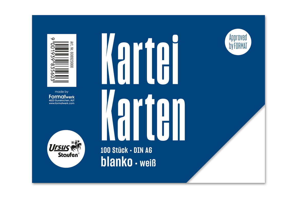 Karteikarten Ursus A6 quer glatt weiss, Art.-Nr. 094066 - Paterno Shop