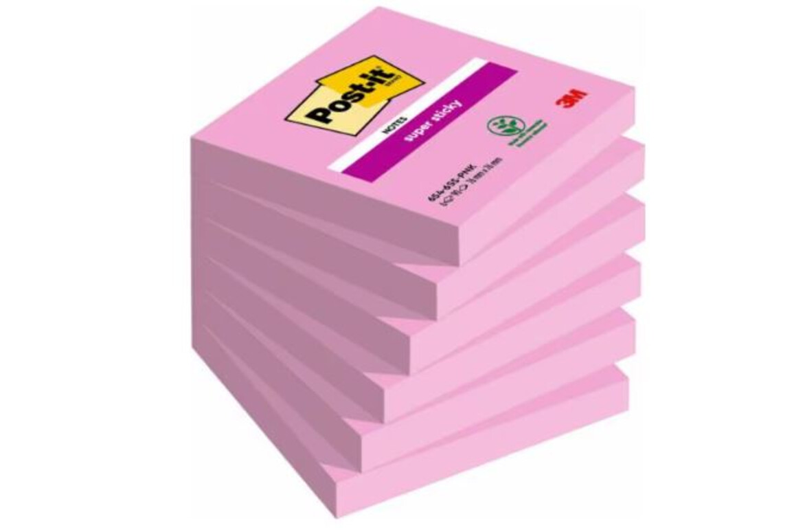 Haftnotizen 76x76mm  Super Sticky pink, Art.-Nr. 654-6SS-FU - Paterno Shop